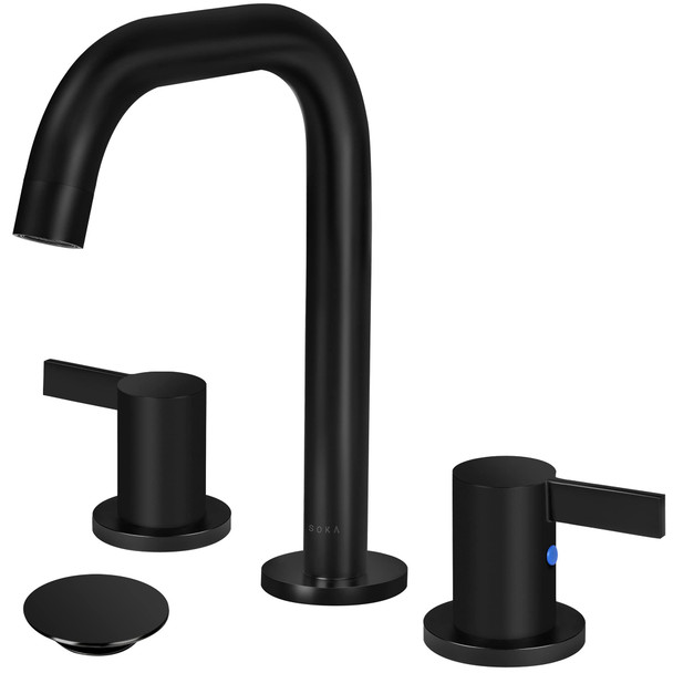 SOKA 8-16" WIDESPREAD BATHROOM FAUCET 2 HANDLES MATTE BLACK SK1B002PA