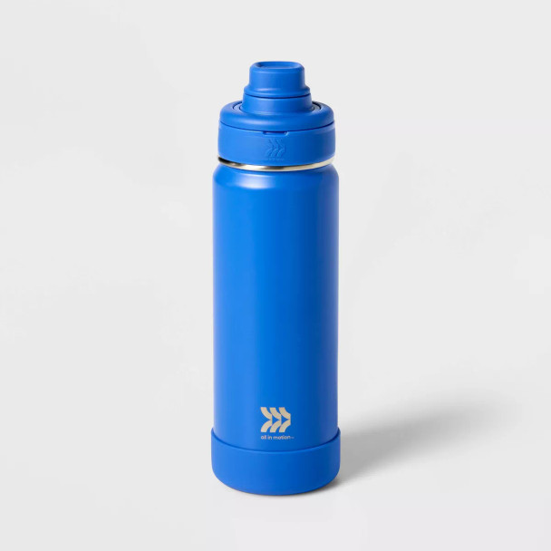 ALL IN MOTION 24OZ STAINLESS STEEL VACUUM INSULATED WATER BOTTLE - COBALT