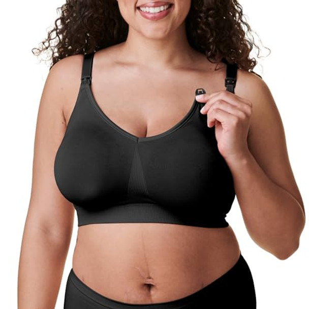 BRAVADO DESIGNS NURSING BRAS BODY SILK SEAMLESS WIRELESS WOMENS XL/TG - BLACK New
