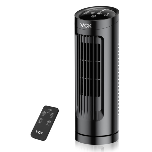 VCK 13'' Tower Fan for Bedroom, 27ft/s Bladeless Fan with 3 Speeds, 3 Modes, 90° VCK 13'' Tower Fan for Bedroom, 27ft/s Bladeless Fan with 3 Speeds, 3 Modes, 90°