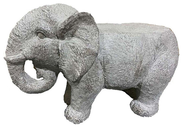 SANTA'S WORKSHOP 25" ELEPHANT BENCH - GRAY