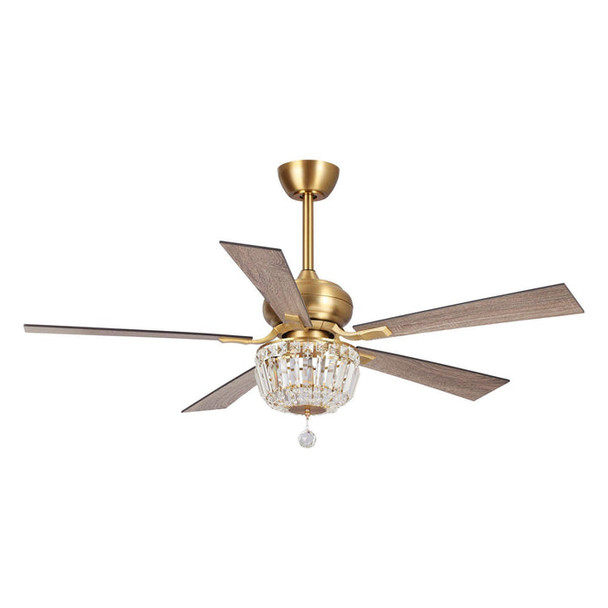 PARROT UNCLE 52" GANGA MODERN DOWNROD MOUNT REVERSIBLE CRYSTAL CEILING FAN, GOLD