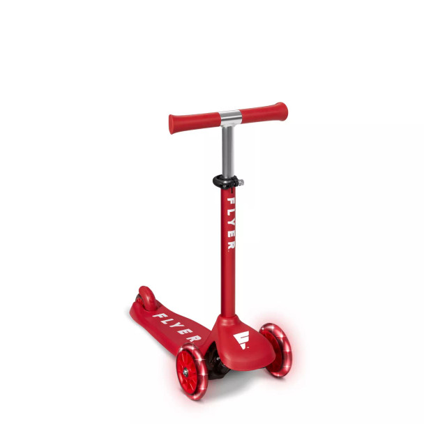 RADIO FLYER GLIDER JUNIOR KICK SCOOTER WITH LIGHT UP WHEELS 3-WHEEL - RED/WHITE