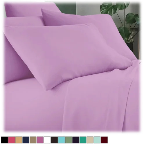 LUXURY HOME 6-PIECE COOL BAMBOO-FIBER SHEET SET FULL SIZE FULL - LILAC New