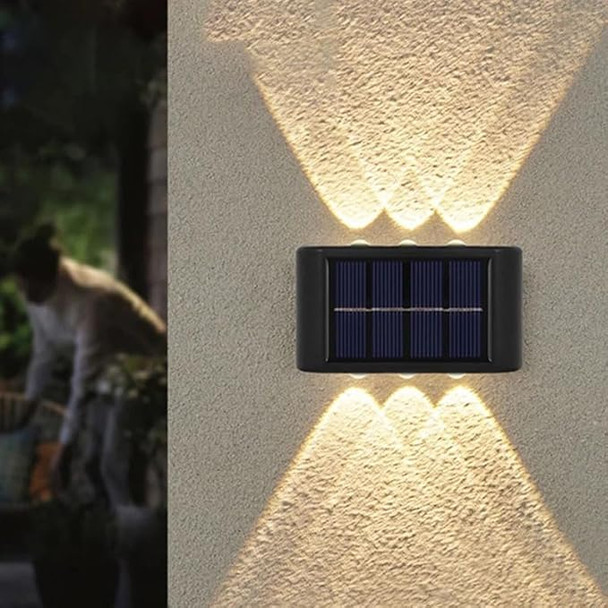 LED SOLAR WALL LAMP SOLAR WALL LIGHT OUTDOOR FENCE LIGHTS UP (WARM WHITE) 2PCS LED SOLAR WALL LAMP SOLAR WALL LIGHT OUTDOOR FENCE LIGHTS UP (WARM WHITE) 2PCS