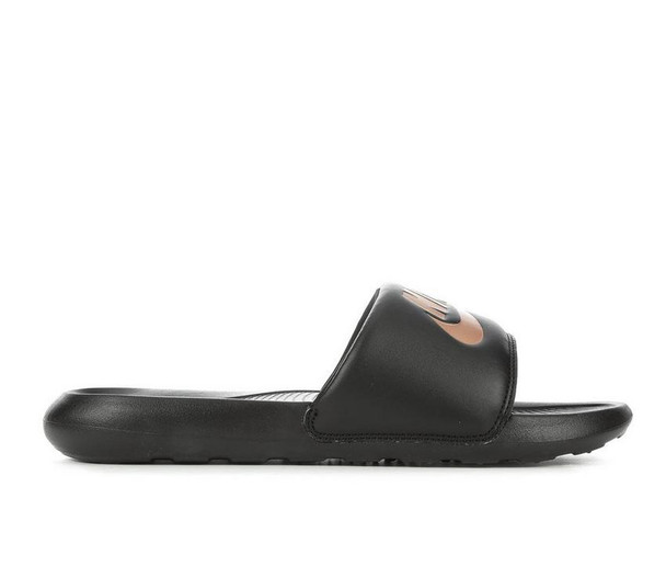 NIKE WOMEN'S NIKE VICTORI ONE SPORT SLIDES - SIZE: WOMEN 6 - BLACK/BRONZE New NIKE WOMEN'S NIKE VICTORI ONE SPORT SLIDES - SIZE: WOMEN 6 - BLACK/BRONZE New