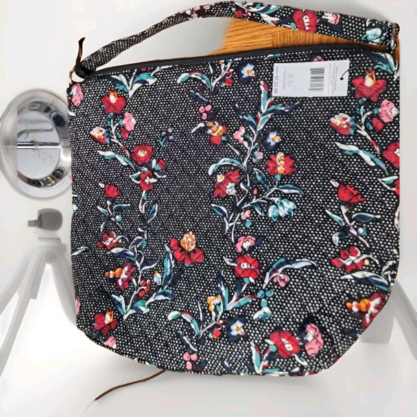 VERA BRADLEY OVERSIZED HOBO SHOULDER BAG - PERENNIALS NOIR DOT New VERA BRADLEY OVERSIZED HOBO SHOULDER BAG - PERENNIALS NOIR DOT New
