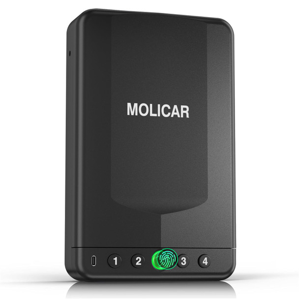 MOLICAR GUN SAFE HANDGUN SMALL BIOMETRIC PISTOL SAFE FINGERPRINT - BLACK