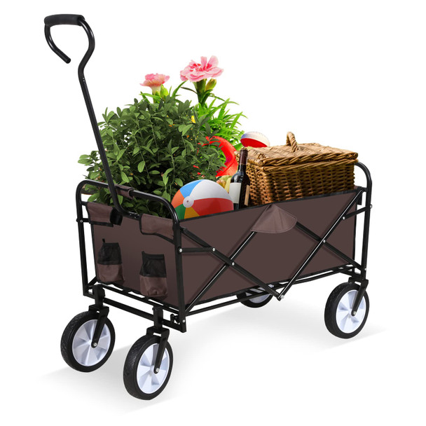 YSSOA ROLLING COLLAPSIBLE GARDEN CART - BROWN YSSOA ROLLING COLLAPSIBLE GARDEN CART - BROWN