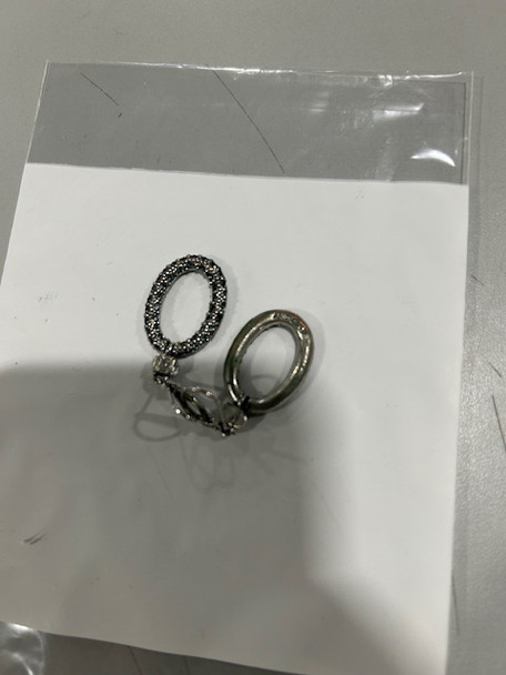 GENERIC SILVER AND BLACK OVAL EARRINGS WITH SPARKLES - SILVER AND BLACK