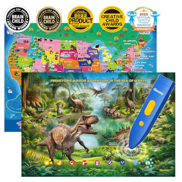 Bilingual Interactive for Kids Talking USA Map Dinosaur Poster for Kids Learning Bilingual Interactive for Kids Talking USA Map Dinosaur Poster for Kids Learning