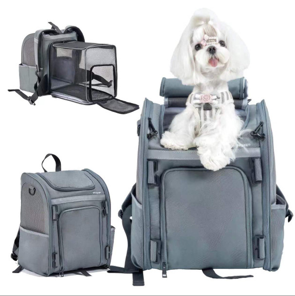 WILDGOGO EXPANDABLE PET CARRIER AIRLINE-APPROVED FOLDABLE AND DETACHABLE - GRAY