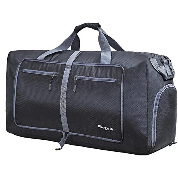Woogwin Travel Duffel Bag Large Foldable Waterproof Overnight Bag 150L - BLACK