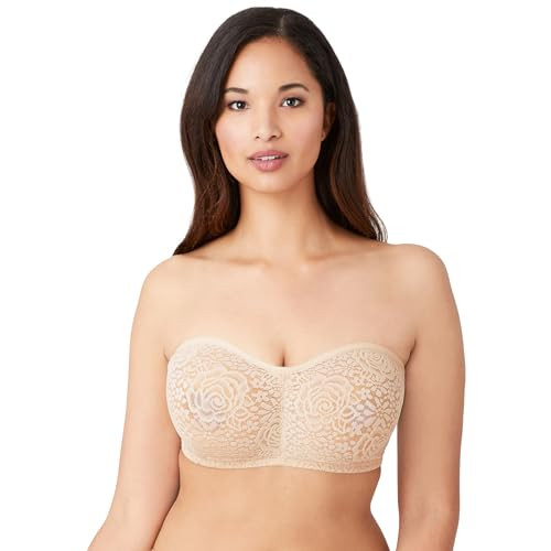 WACOAL WOMEN HALO LACE STRAPLESS CONVERTIBLE BRA WOMEN 38C SAND 854205 New