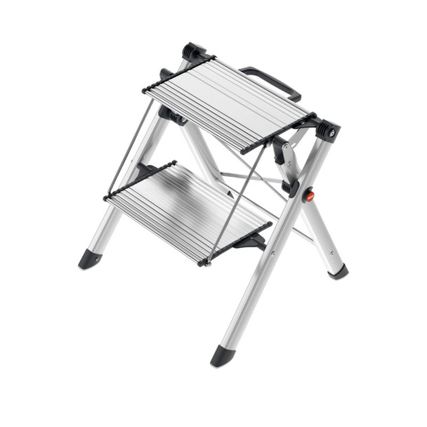 HAILO MINI STEEL STEP STOOL TWO LARGE ANTI-SLIP STEPS - SILVER HAILO MINI STEEL STEP STOOL TWO LARGE ANTI-SLIP STEPS - SILVER