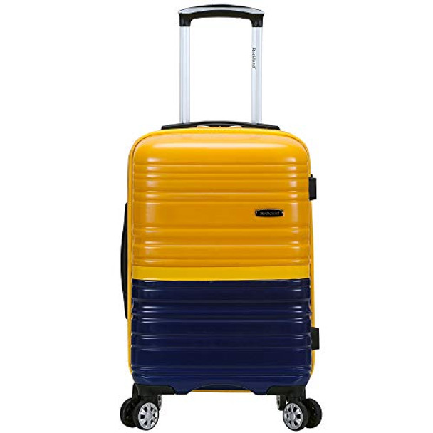 ROCKLAND MELBOURNE HARDSIDE EXPANDABLE SPINNER WHEEL, CARRY-ON 20" - NAVY/YELLOW New ROCKLAND MELBOURNE HARDSIDE EXPANDABLE SPINNER WHEEL, CARRY-ON 20" - NAVY/YELLOW New