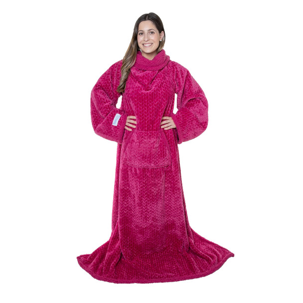 Snuggie Sherpa Original As Seen on TV Wearable Blanket Sleeves - Quilted Magenta