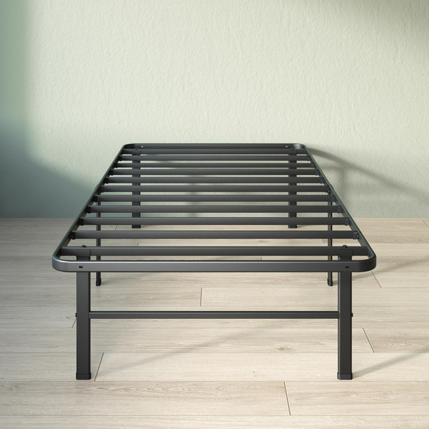 ZINUS RUMI 14IN TWIN METAL BED FRAME, QUICK ASSEMBLY SMARTBASE - BLACK New