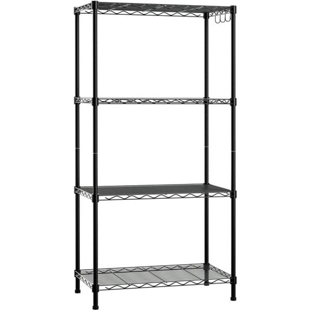 WORKPRO STORAGE SHELVES 4 TIER METAL SHELVING UNIT GARAGE WIRE RACK - BLACK WORKPRO STORAGE SHELVES 4 TIER METAL SHELVING UNIT GARAGE WIRE RACK - BLACK