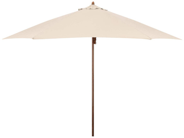 SHADE BASICS 11' RD. FAUX-WOOD STEEL PATIO UMBRELLA, PIN STOP ANTIQUE BEIGE