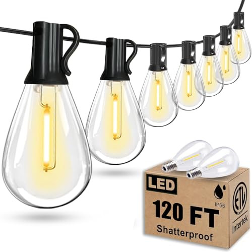 Tenmiro 120FT Outdoor String Lights, Ultra Long Waterproof, 30+2 LED Lights