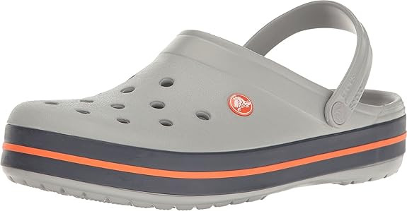 CROCS UNISEX ADULT CROCBAND CLOG - SIZE: MEN 6 WOMEN 8 - LIGHT GRAY/NAVY New