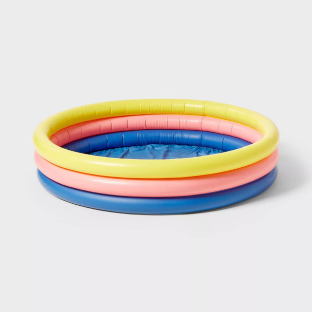 SUN SQUAD 10.63''X4.13''X 15' 3 RING 105GAL ROUND KIDDIE POOL - YELLOW/PINK/NAVY New