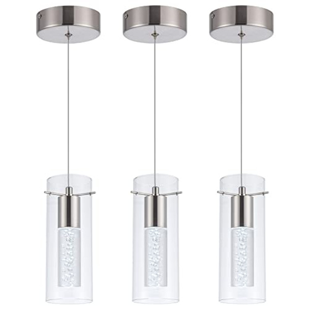 LEADTEK 3 Pack Pendant Lights Kitchen Island Light Brushed Nickel LEADTEK 3 Pack Pendant Lights Kitchen Island Light Brushed Nickel