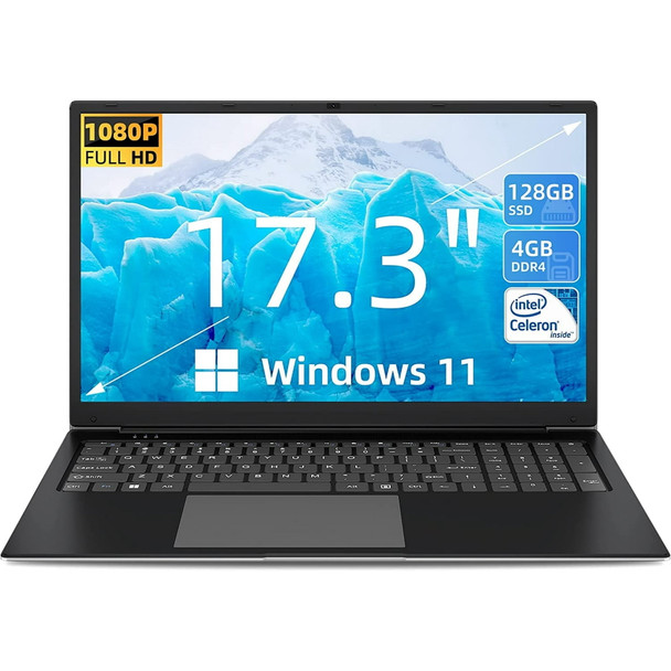 SGIN 17.3" FHD Laptop Intel Celeron N3350 4GB 128GB Linux