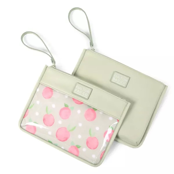 FULTON BAG CO. LEATHERETTE SNACK POUCH SACK 2PK - PEACHES - MINT/PINK New