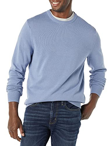 Amazon Essentials Men's Cotton Long-Slee Sleeve Sweater Light Blue L New Amazon Essentials Men's Cotton Long-Slee Sleeve Sweater Light Blue L New