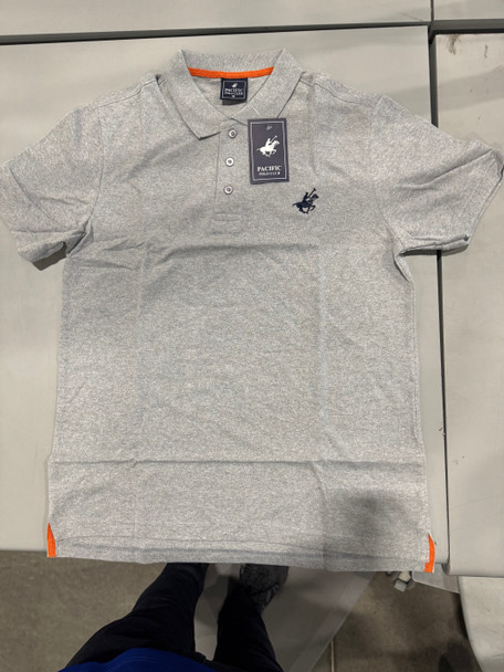 PACIFIC POLO CLUB SHORT SLEEVES POLO - SIZE: MEN M - HEATHER GRAY New