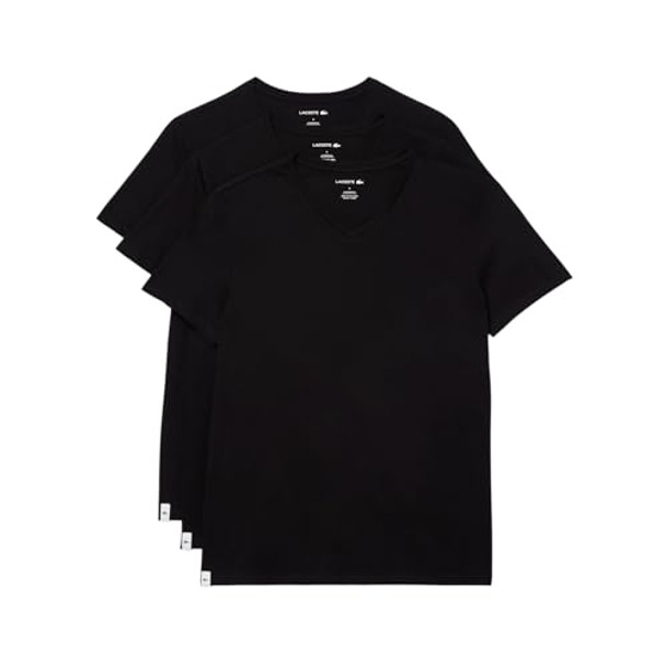 TH3444 LACOSTE MEN'S 100% COTTON REGULAR FIT V-NECK, 3-PACK, SIZE M, 3PC, BLACK TH3444 LACOSTE MEN'S 100% COTTON REGULAR FIT V-NECK, 3-PACK, SIZE M, 3PC, BLACK