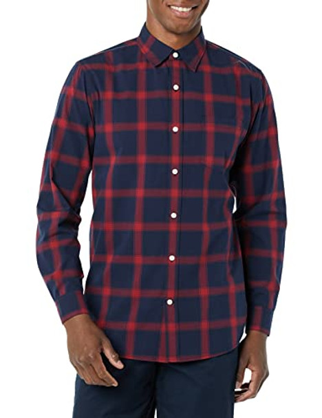 AMAZON ESSENTIALS MEN'S LONG-SLEEVE SLIM-FIT STRETCH POPLIN SHIRT XL- PLAID New AMAZON ESSENTIALS MEN'S LONG-SLEEVE SLIM-FIT STRETCH POPLIN SHIRT XL- PLAID New