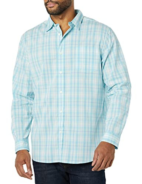 AMAZON ESSENTIALS MEN LONG-SLEEVE SLIM-FIT STRETCH POPLIN SHIRT MEN XL - BLUE New AMAZON ESSENTIALS MEN LONG-SLEEVE SLIM-FIT STRETCH POPLIN SHIRT MEN XL - BLUE New