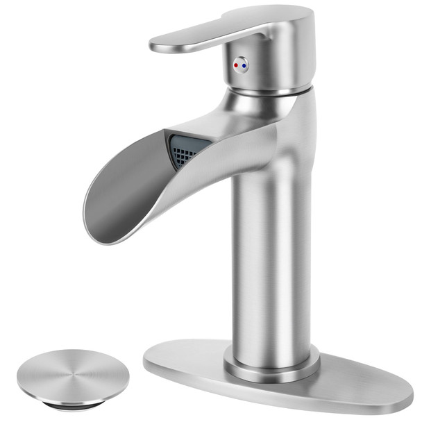 SOKA BATHROOM FAUCET WATERFALL BATHROOM SINK SOKAFA2499NY - BRUSHED NICKEL