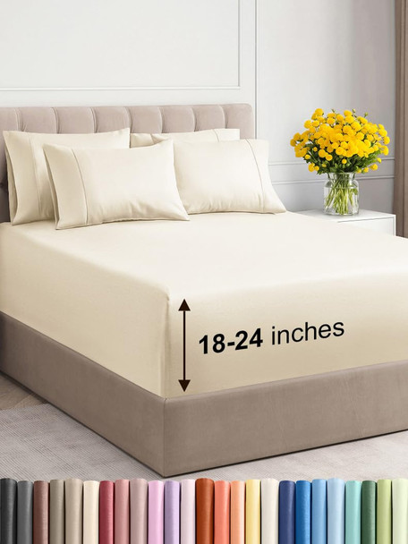 Extra Deep King Sheet Set - 6 Piece Breathable & Cooling Sheets