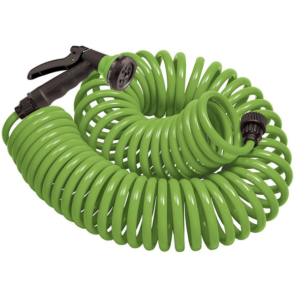 ORBIT ORBIT 27389 COIL GARDEN HOSE 50 FEET W/ 8-PATTERN HOSE NOZZLE - GREEN ORBIT ORBIT 27389 COIL GARDEN HOSE 50 FEET W/ 8-PATTERN HOSE NOZZLE - GREEN