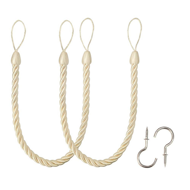 BEL AVENIR CURTAIN ROPES TIEBACKS HOLDBACKS 2 Packs BEIGE