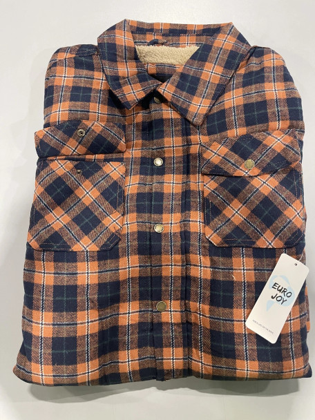 EURO JOY MEN'S FLANNEL SHERPA-LINED SHIRT JACKET - SIZE: MEN L - GOLD/BLACK New EURO JOY MEN'S FLANNEL SHERPA-LINED SHIRT JACKET - SIZE: MEN L - GOLD/BLACK New