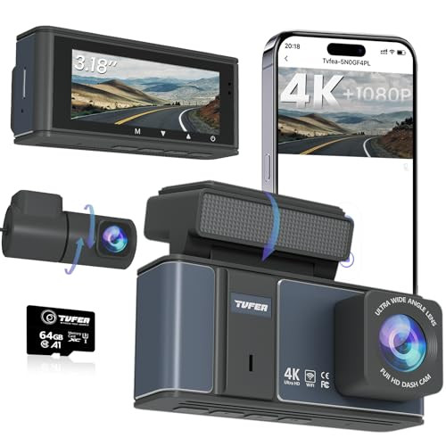 TVFEA DASHCAM FRONT AND REAR CAMERA DUAL DASH CAMERA FOR CARS - GRAY