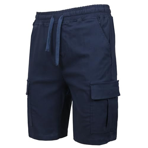 GALAXY HARVIC MEN STRETCH PULL-ON CARGO ELASTIC WAIST DRAWSTRING NAVY M New