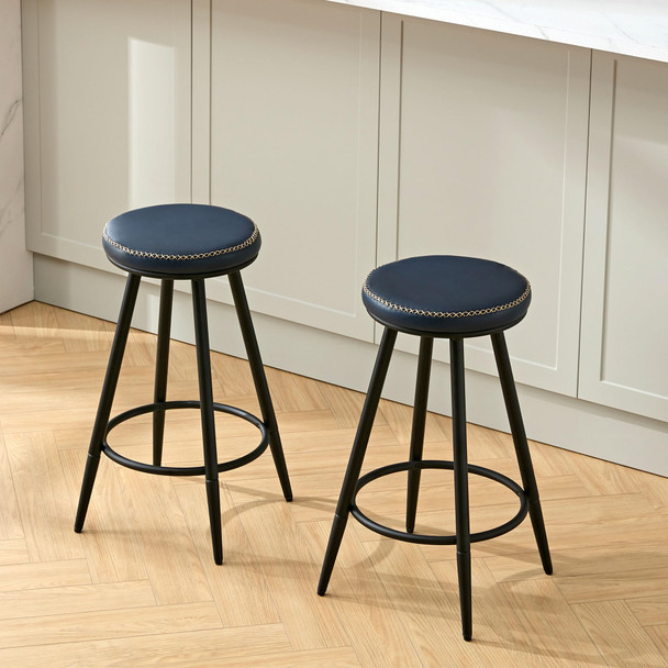 Bar Stools Set of 2, Swivel Backless 24" Counter Height Bar Stools for Kitchen