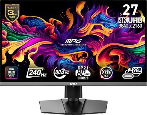 MSI MPG 272URX QD-OLED 27" UHD 240Hz Adaptive-Synch HDMI DP Port - BLACK