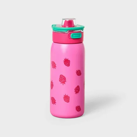 CAT & JACK KIDS' STAINLESS STEEL 14OZ STRAWBERRY WATER BOTTLE