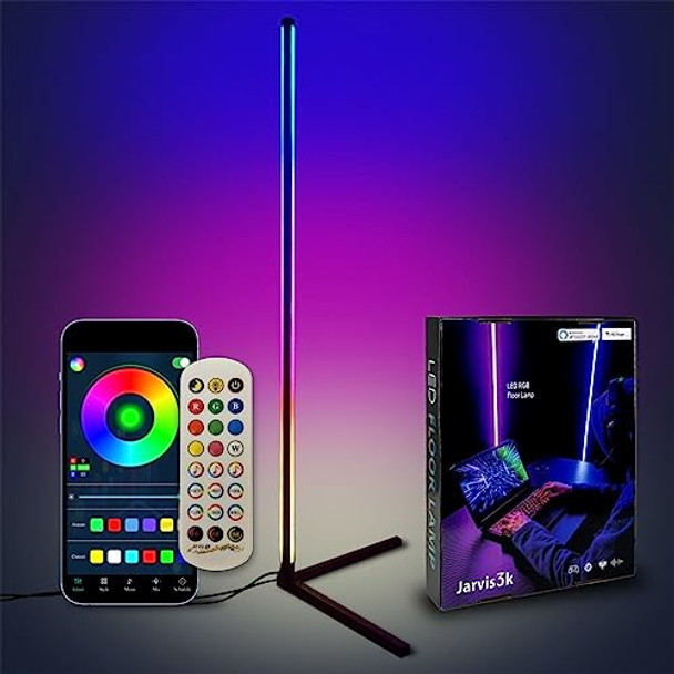 JARVIS3K SMART DOUBLE SIDED LED CORNER FLOOR LAMP RGB 16 Colors Music Sync BLACK JARVIS3K SMART DOUBLE SIDED LED CORNER FLOOR LAMP RGB 16 Colors Music Sync BLACK