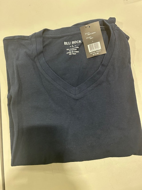 BLU ROCK LARGE NAVY SHORT SLEEVE T SHIRT - SIZE: MEN L - NAVY New