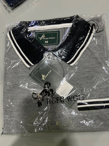 TIGER WOLF SIZE MEDIUM GRAY POLO SHIRT - SIZE: MEN M - GRAY New TIGER WOLF SIZE MEDIUM GRAY POLO SHIRT - SIZE: MEN M - GRAY New