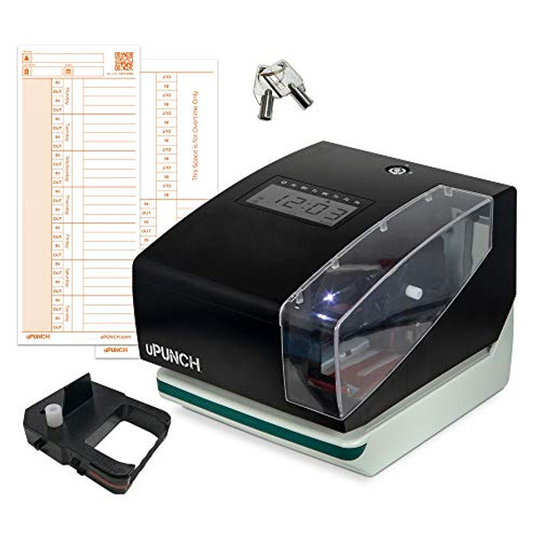 UPUNCH CR1000 TIME CLOCK & DATE STAMP SYSTEM, 50 CARDS, RIBBON & KEYS - BLACK UPUNCH CR1000 TIME CLOCK & DATE STAMP SYSTEM, 50 CARDS, RIBBON & KEYS - BLACK