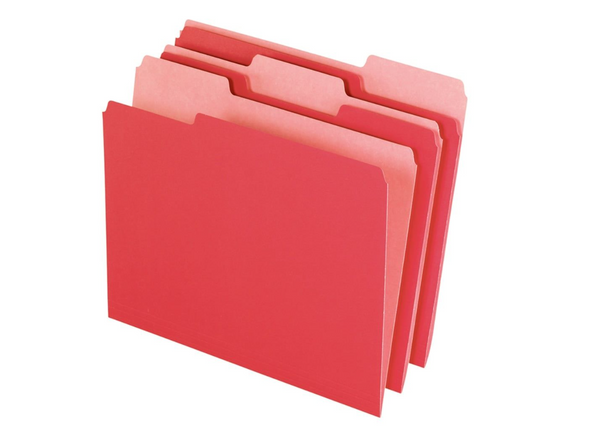 OFFICE DEPOT 2-TONE FILE FOLDERS, 1/3 CUT, LETTER SIZE, RED, BOX OF 100 - RED OFFICE DEPOT 2-TONE FILE FOLDERS, 1/3 CUT, LETTER SIZE, RED, BOX OF 100 - RED